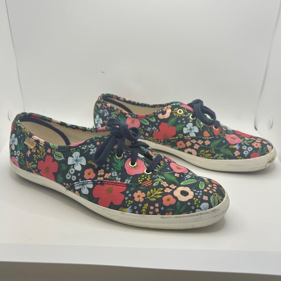 Keds Womens Floral Canvas Lace-Up Sneakers Navy Multicolor Size 8.5 - Picture 5 of 10